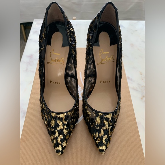 Christian Louboutin Shoes - Christian Louboutin Lace & Leopard Follies Heels Size 35.5